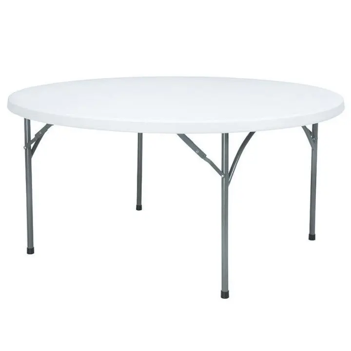 Banquete dobrável de plástico, venda quente de 5ft 6ft 8ft mesa redonda de plástico para eventos casamento mesa de jantar redonda de plástico