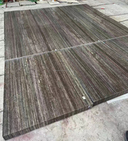 Dalles de travertin naturel ondulé persan poli, grand format, noir, gris argenté, foncé, pour murs et sols de salle de bain, cuisine, villa, luxe