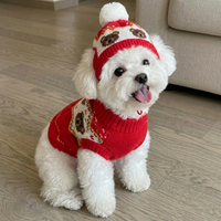 Ensemble de chandails tricotés de Noël, chaud et doux, avec bonnet à pompon pour l'hiver, pour chiens et chats de petite et moyenne taille, vêtements pour animaux de compagnie, bonnet pour animaux.