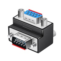 Adaptateur DB9 Mâle-Femelle vers Femelle-Mâle, tête interchangeable, petit format, à angle droit 90 degrés, connecteur de port série DB9 à broches orientées vers l'intérieur