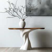 Table console en bois massif de style minimaliste italien de luxe léger avec un design artistique pour l'entrée