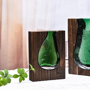 <span class=keywords><strong>Vase</strong></span> moderne <span class=keywords><strong>en</strong></span> <span class=keywords><strong>bois</strong></span> de style nordique avec verre transparent pour la maison, l'hôtel, la salle de réunion - Product Image 2