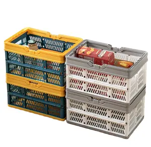 Large plastic foldable supermarket picnic basket rustic storage baskets for shelves