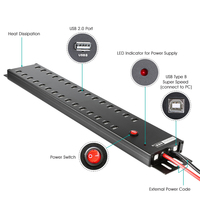 Hub USB de Aluminio Sipolar con Diseño Único, Hub USB de Alta Velocidad de 30 Puertos, Hub de Carga para Maletas, Tabletas y Dispositivos de Almacenamiento