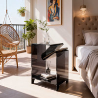 Table d'angle nordique en acrylique noir pour balcon, grande capacité, type ouvert, table de chevet pour chambre à coucher, meuble de salle de bain, étagère à articles divers