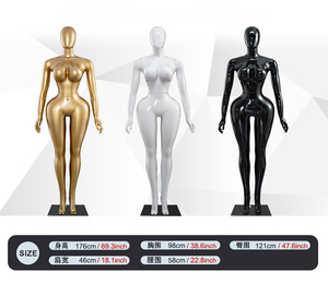 Maniquí de <span class=keywords><strong>Cuerpo</strong></span> Completo para Boutique, Maniquí Femenino Curvilíneo BBL, Cintura Pequeña y Caderas Anchas, Maniquíes de <span class=keywords><strong>Cuerpo</strong></span> Completo Dorados - Product Image 6