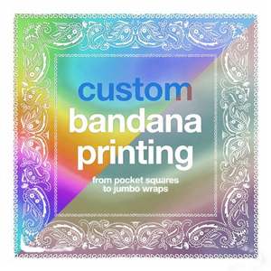 Bandana personnalisée avec logo, impression de bandana sur mesure, grand foulard carré Paisley, style hip-hop, bandeau pour cheveux, bracelet, vente en gros - Product Image 1