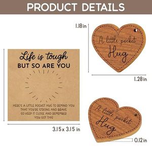Porte-clés en bois naturel en forme de cœur, couleur bois, avec gravure laser personnalisée DIY, vente en gros - Product Image 2