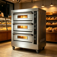 Nouveau four électrique commercial robuste à 3 niveaux et 9 plateaux en acier inoxydable avec fenêtre d'observation pour la pâtisserie professionnelle