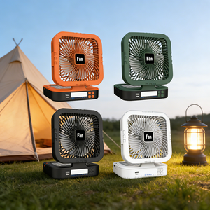 Ventilador Cuadrado Compacto Recargable Solar, Ventilador Portátil de Camping con Viento Fuerte Ajustable y Fuente de Alimentación USB - Product Image 1