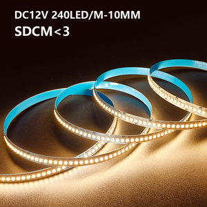 Tira de Luz LED SMD2835 de Alta Luminosidad y Alto Destino, 240 LED/<span class=keywords><strong>m</strong></span>, Tira Flexible, Blanco Cálido 3000k, DC12V 24V, 10mm, IP20, Iluminación Decorativa - Product Image 1