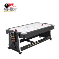 Table multi-jeux 4 en 1 avec billard, table de hockey sur air, table de tennis de table avec dessus de salle à manger.