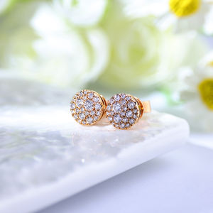 Boucles d'oreilles clous tendance en or massif 14 carats et or rose, serties de diamants, faites à la main, pour femme, idéales pour les fêtes, le quotidien ou comme cadeau d'anniversaire - Product Image 5