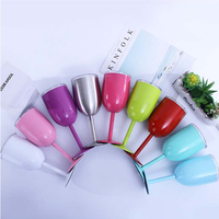 Gobelet à vin sur pied de style américain en acier inoxydable 18/8 à double paroi de 10 oz, avec logo personnalisé, écologique, couleur personnalisable