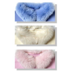 Vente flash : Ensemble de 2 pièces pour femmes, haut à manches courtes en maille avec fourrure, cardigan décontracté en <span class=keywords><strong>laine</strong></span> mélangée, col en fourrure de renard, pull Wanita - Product Image 5