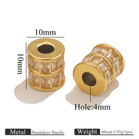 Bijouterie tendance plaquée or 18 carats Perles entretoises en acier inoxydable CZ Perles de pierres précieuses Zircon cubique Composants de fabrication de bijoux en diamant