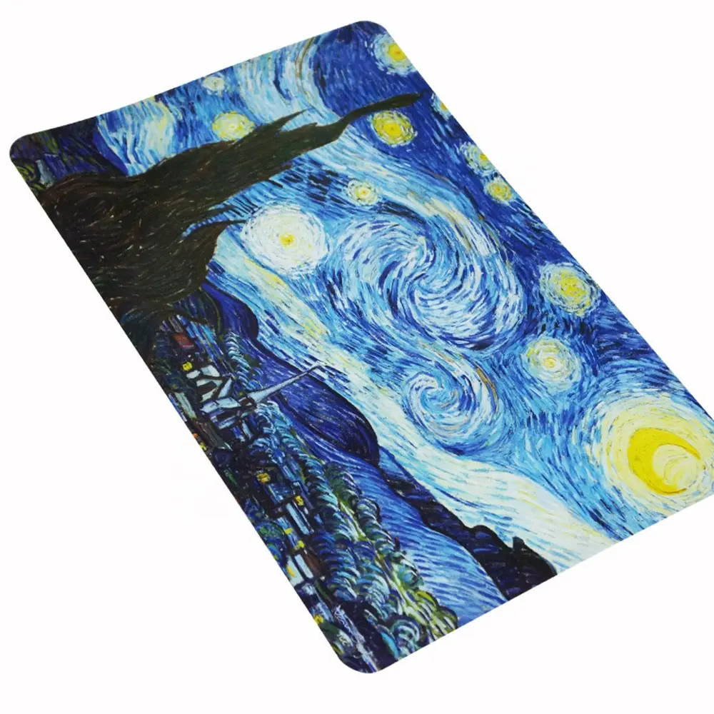 Bán buôn Van Gogh 'the Starry night' Bộ sưu tập thân thiện với môi chịu nhiệt hình chữ nhật nhựa placemat in bảng mat