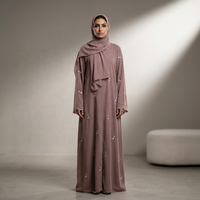 Nouvelle Abaya Élégante en Polyester pour l'été 2026, Cardigan Modeste Ouvert pour Femme Musulmane, Broderie Florale Luxe Nida