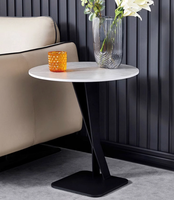 Table basse moderne de luxe en céramique durable, table carrée créative, petite table de salon, table basse à double étage pour villa