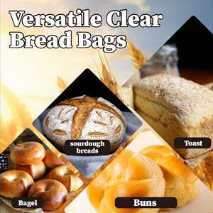 Bolsas impresas transparentes para panadería Pan de pan delicioso reutilizable para pan casero o almacenamiento de panadería con lazos - Product Image 2