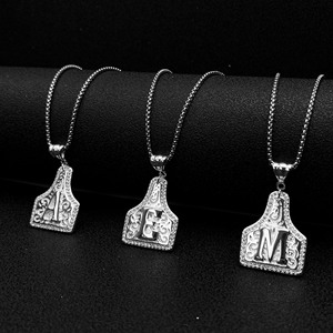 Collier en acier inoxydable 316L style cowboy avec lettres de A à Z, collier initial en acier inoxydable argenté pour femme, tendance - Product Image 3