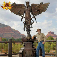 Décoration extérieure métal artisanat agenouillé ailé statue d'ange grandeur nature bronze statue monumentale d'ange pleureur