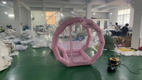 Maison à bulles amusante pour fête d'enfants avec tunnel Tente à bulles dôme rose gonflable pour fête
