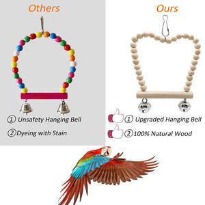 8 pièces/sac Jouets à bascule en bois pour oiseaux et perroquets, jouets naturels à mâcher/déchiqueter et à grignoter pour calopsittes, perruches et perruches du Canada - Product Image 4