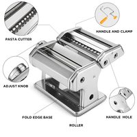 Machine à pâtes manuelle en acier inoxydable pour spaghetti et fettuccini faits maison avec réglages d'épaisseur réglables