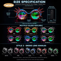 YACHEN Lunettes Steampunk Kaléidoscope à Fil EL LED Clignotant Lumineux pour Fête, Lunettes à Pointes, Vente en Gros pour Rave, Festival, Halloween, Cosplay