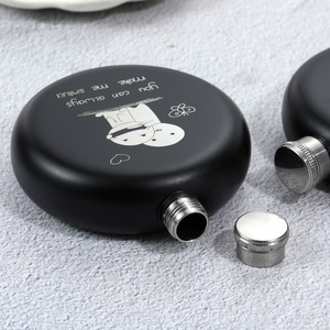 Y12 personalizzato logo 5oz in acciaio inox portatile per esterni regalo da campeggio nero opaco fiaschetta - Product Image 4