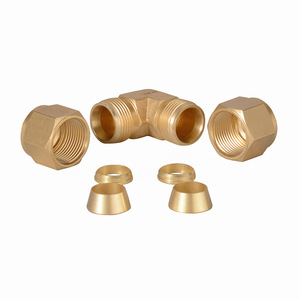 ROKE Brass Double <b>Clamp</b> <b>Right</b> <b>Angle</b> Connector For Imperial Tubing Hydraulic Pipe Fittings - Product Image 5