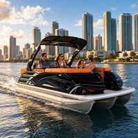 Bateau de pêche sportif en aluminium de 22 pieds, ponton, 12 personnes, écran de console, moteur hors-bord 200 CV, certifié CE, personnalisable