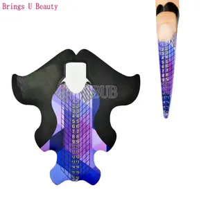 Butterfly Shape 500pcs Print Logo Private Label PVC Reusable Nail Form Manufacturer Thick Paper Nail Extension Forms