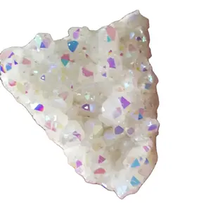 التيتانيوم المغلفة الصخور الطبيعية عناقيد كريستالية الجيود حجر عينة الملاك هالة الكوارتز