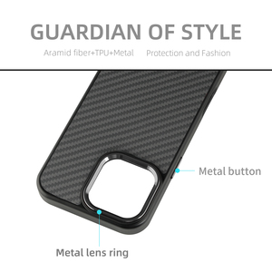 Nouvelle coque de téléphone en fibre d'aramide + TPU avec cadre d'objectif en métal pour iPhone 16 Pro Max 15 14 13 12 11 Pro - Product Image 5