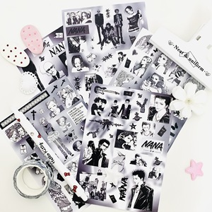 Vente flash : 20 designs, 8 autocollants par lot, feuille d'autocollants Anime Satoru Gojo, noir et blanc, autocollants imprimés <span class=keywords><strong>manga</strong></span> pour collection de fans - Product Image 2