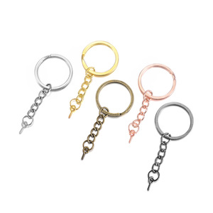 Electroplated <b>Key</b> <b>Ring</b> With Chain For Bracelet Making White K Gold Bronze Rose Gold Gunmetal Black KC - Product Image 1