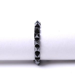 Natural Hematite Pyramid Beads <b>Bracelet</b> – <b>Adjustable</b> Woven Handmade Unisex Fashion Jewelry for Men Women - Product Image 5