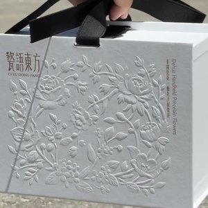 Luxury Rigid Gift <b>Box</b> With Handle Custom Embossed <b>Floral</b> Paper Packaging <b>Box</b> For Porcelain Tea Jewelry Gift - Product Image 3