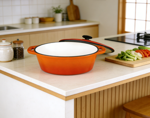 Ensemble de casseroles <span class=keywords><strong>en</strong></span> <span class=keywords><strong>fonte</strong></span> au design classique, vente <span class=keywords><strong>en</strong></span> gros, <span class=keywords><strong>cocotte</strong></span> ovale durable pour usage intérieur et extérieur, antiadhésive - Product Image 4
