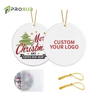 Prosub Großhandel Keramik Rohling Sublimation Weihnachtsbaumschmuck Rund Doppelseitiges Logo Kundenspezifischer Sublimations-Weihnachtsschmuck