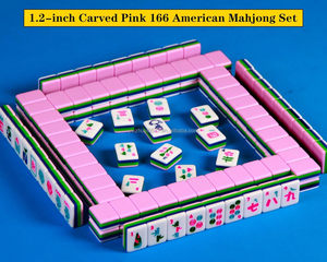 Juego de Mahjong Americano de 166 Fichas, Personalizable con Logotipo, Patrón de 1.2 Pulgadas, Color Rosa, 4 Capas, Acrílico Tallado, con Cuatro Soportes Resistentes - Product Image 6