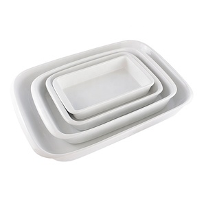 Juego de Platos para Hornear de Cerámica de Gres <span class=keywords><strong>Blanco</strong></span> Rectangular <span class=keywords><strong>Grande</strong></span> de 9, 10, 13 y 17 Pulgadas, Apilables, Aptos para Horno, con Rejilla de Acero Inoxidable - Product Image 1