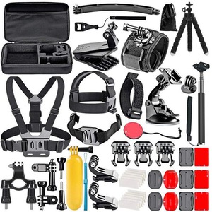 Yiscaxia Kit de accesorios para <span class=keywords><strong>GoPro</strong></span> Hero <span class=keywords><strong>Max</strong></span> 10 9 8 7 50 1 <span class=keywords><strong>Cámara</strong></span> de deportes de acción Incluye correa de montaje en la muñeca Soporte de trípode - Product Image 1