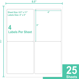 Self-Adhesive Labels Matte White BPA-Free 100 Sheets/Box Writable Shipping Labels for Laser/Inkjet <b>Printers</b> - Product Image 2
