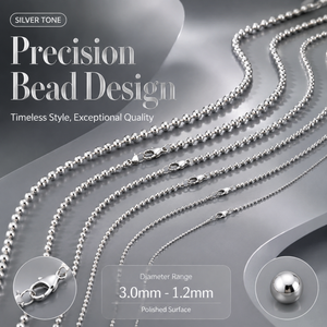 Collier tendance en chaîne à billes polies en acier inoxydable 316L, résistant au ternissement, étanche, empilable, pour hommes et femmes - Product Image 2