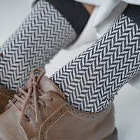 KTS221 OEM motif personnalisé Gentleman coton chaussette loisirs Double aiguille diamant treillis longues bureau classique affaires hommes chaussettes