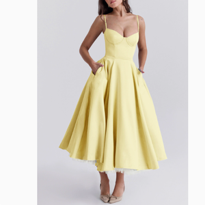 <span class=keywords><strong>Vestido</strong></span> de <span class=keywords><strong>Princesa</strong></span> Vintage de Alta Gama Europeo/Americano Verano 2026, Translúcido, Sin Cuello, con Malla Francesa y Doble Capa - Product Image 5