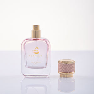 Perfume de botella cuadrada plana Rosa esmerilado de 50ml personalizado con caja de Perfume de botella magnética rosa - Product Image 2